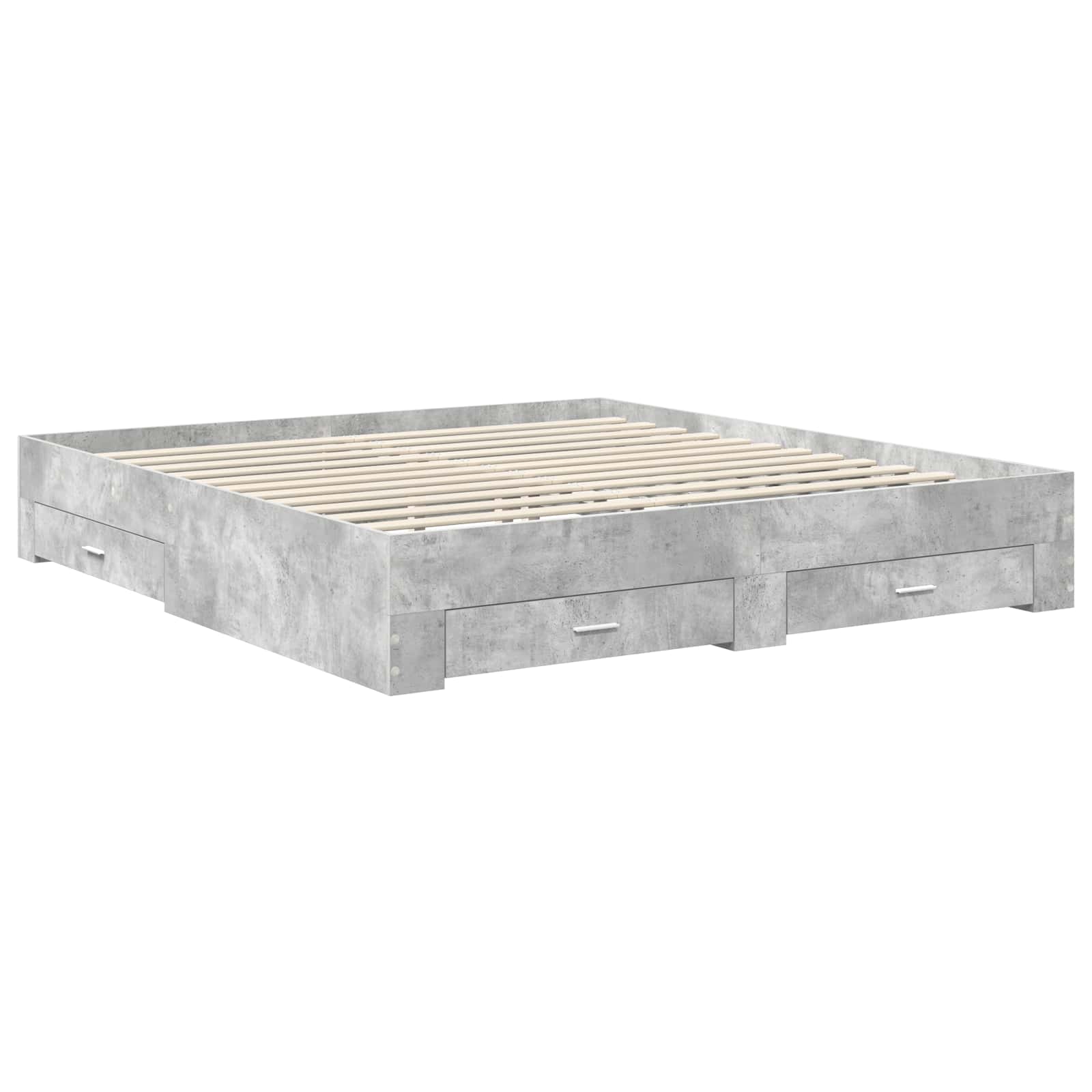 Bettrahmen mit Kopfteil Beton Grau 200 x 200 cm Holzwerkstoff