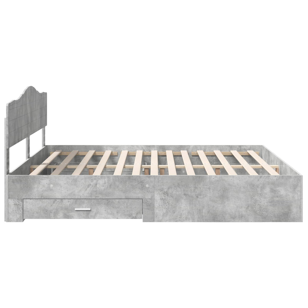 Bettrahmen mit Kopfteil Beton Grau 200 x 200 cm Holzwerkstoff
