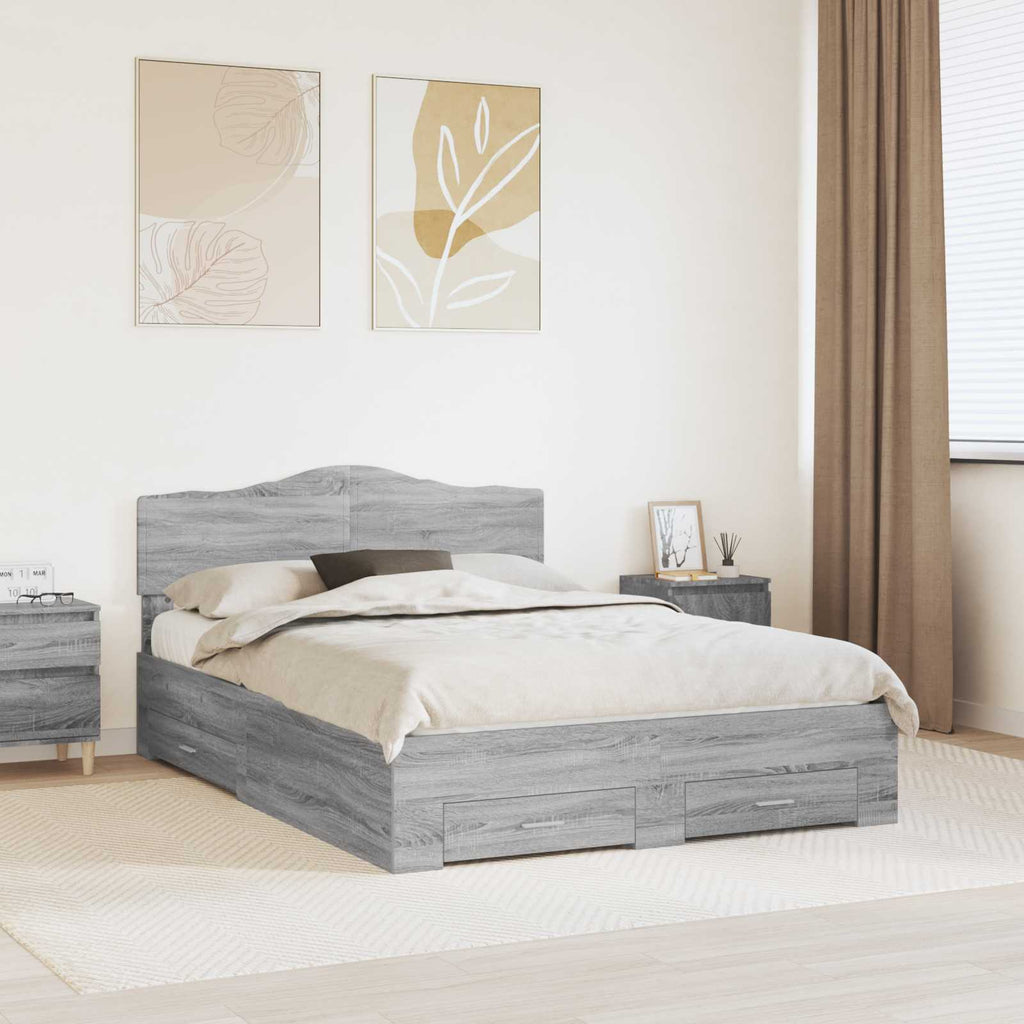 Bettrahmen Graues Sonoma 160 x 200 cm Holzwerkstoff