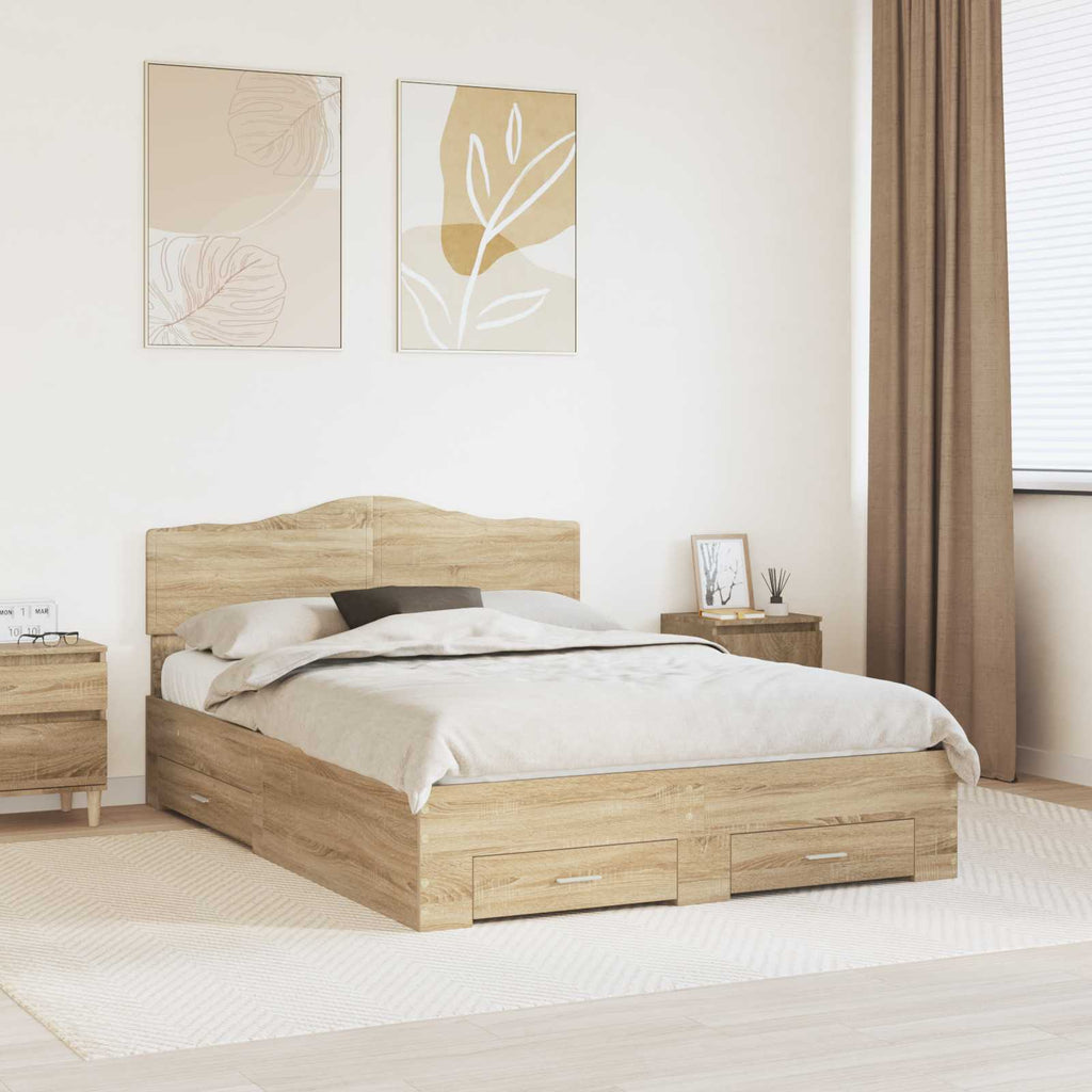 Bettrahmen mit Kopfteil Sonoma-Eiche 140 x 190 cm Holzwerkstoff