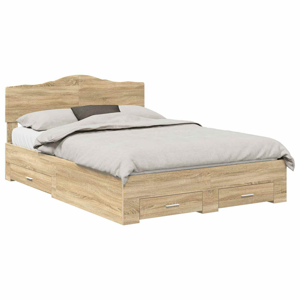 Bettrahmen mit Kopfteil Sonoma-Eiche 140 x 190 cm Holzwerkstoff