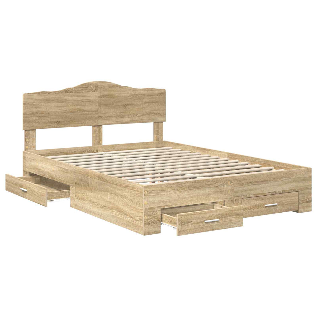 Bettrahmen mit Kopfteil Sonoma-Eiche 140 x 190 cm Holzwerkstoff
