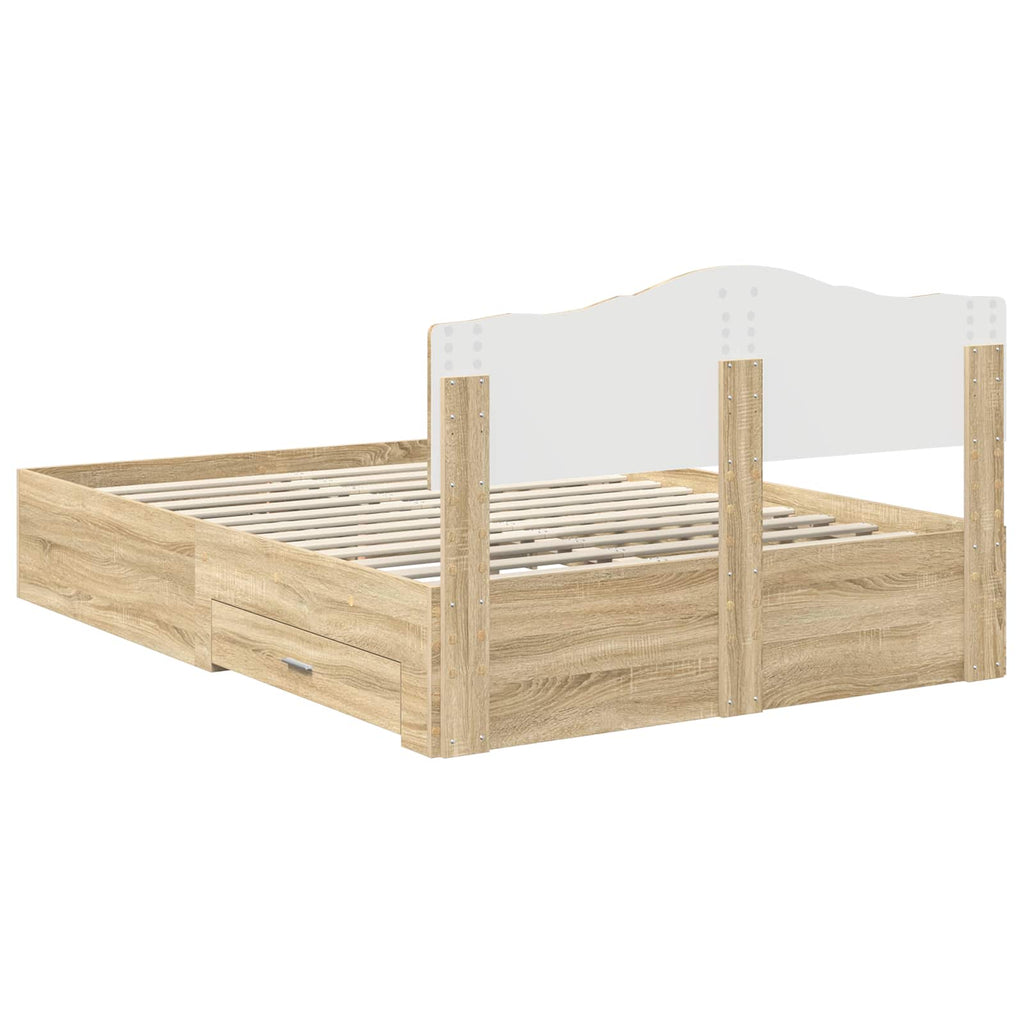Bettrahmen mit Kopfteil Sonoma-Eiche 140 x 190 cm Holzwerkstoff