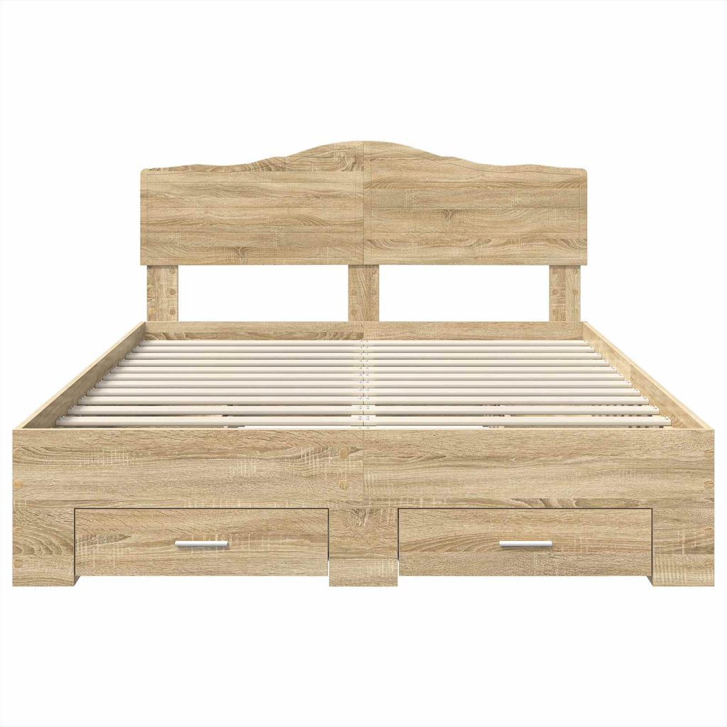 Bettrahmen mit Kopfteil Sonoma-Eiche 140 x 190 cm Holzwerkstoff
