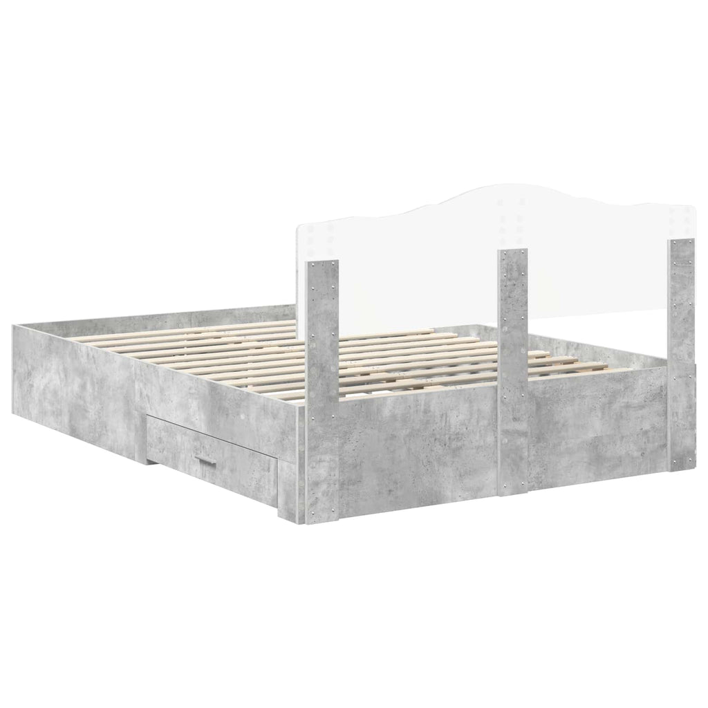 Bettrahmen mit Kopfteil Beton Grau 140 x 190 cm Holzwerkstoff
