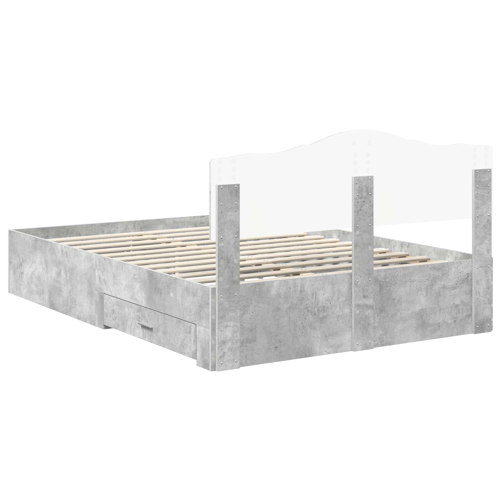 Bettrahmen mit Kopfteil Beton Grau 140 x 190 cm Holzwerkstoff