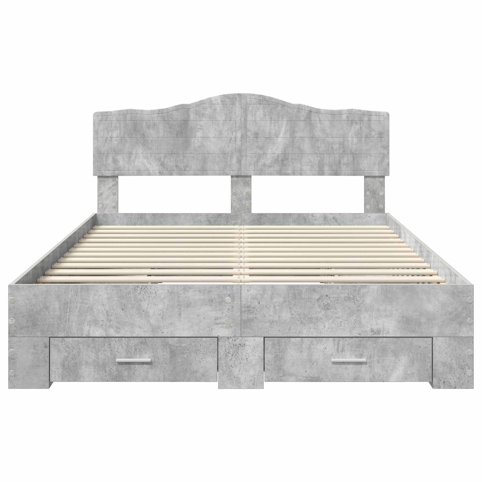 Bettrahmen mit Kopfteil Beton Grau 140 x 190 cm Holzwerkstoff