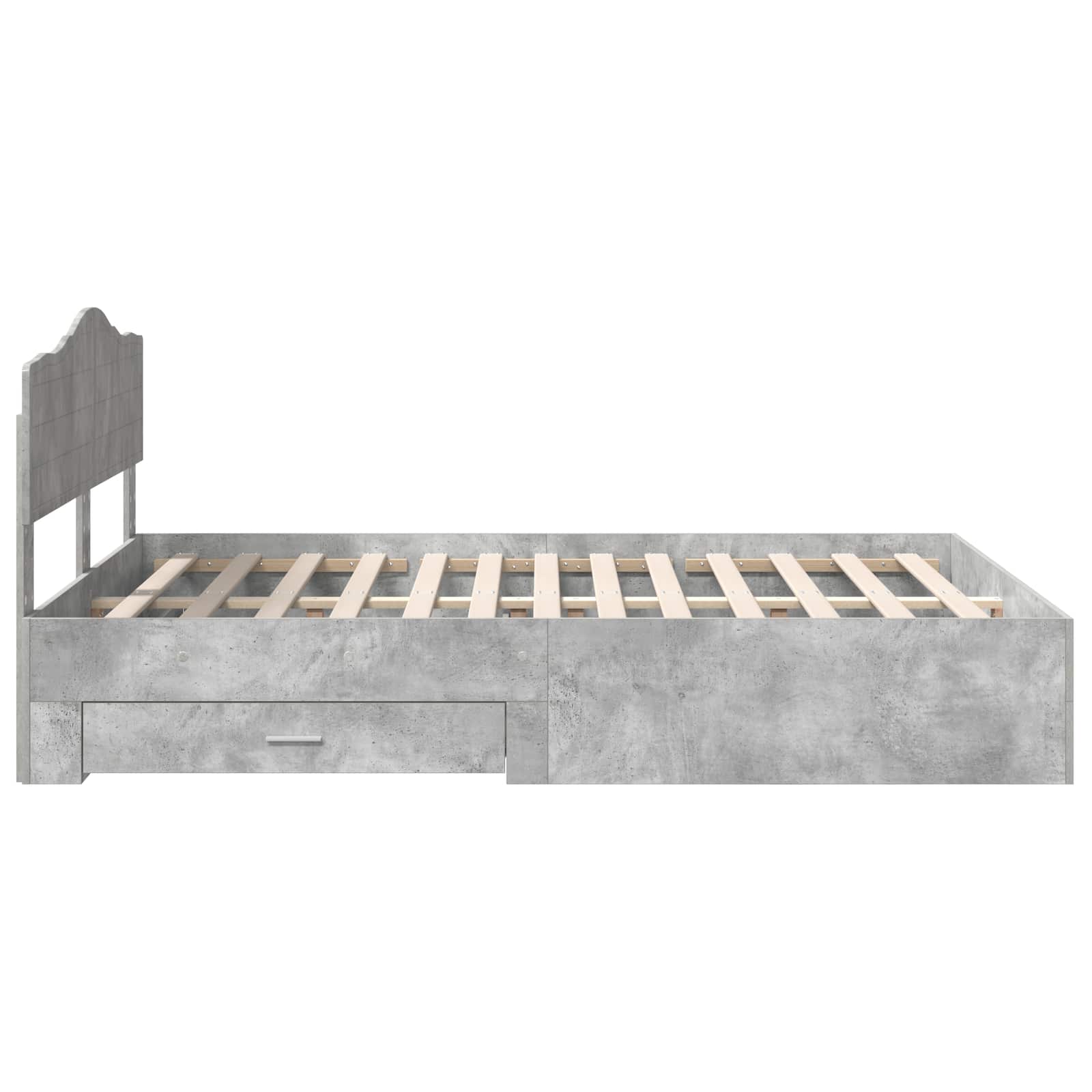 Bettrahmen mit Kopfteil Beton Grau 140 x 190 cm Holzwerkstoff