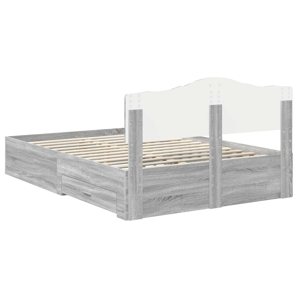 Bettrahmen Graues Sonoma 140 x 190 cm Holzwerkstoff