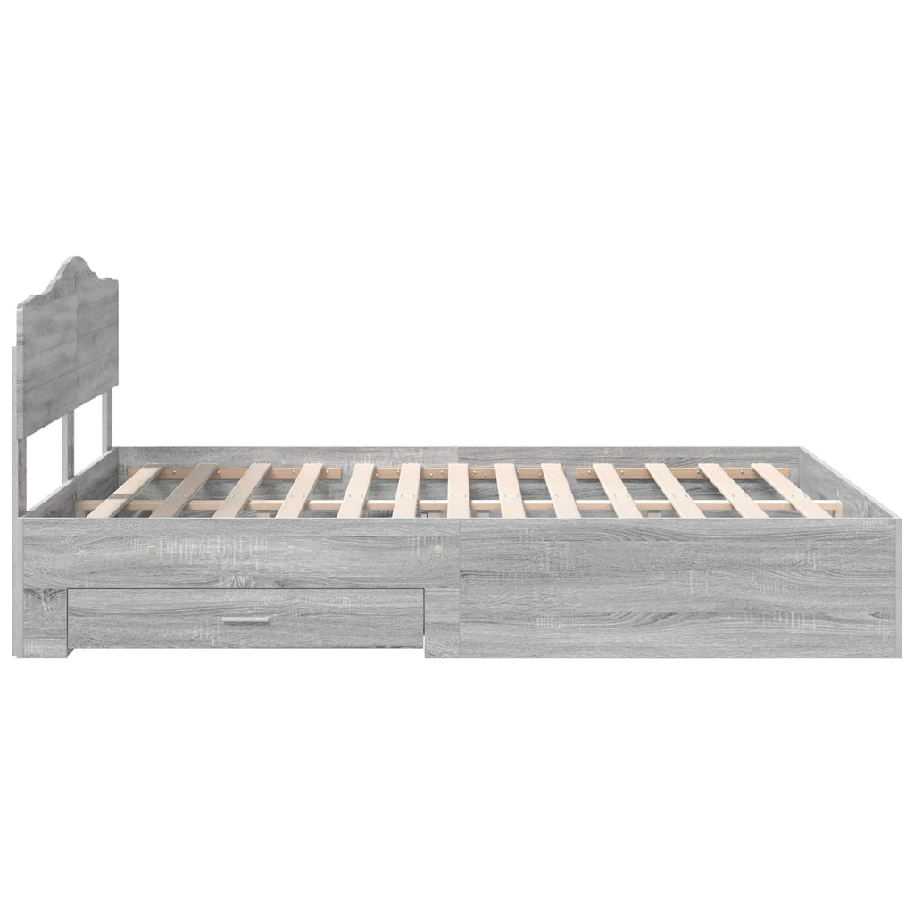 Bettrahmen Graues Sonoma 140 x 190 cm Holzwerkstoff