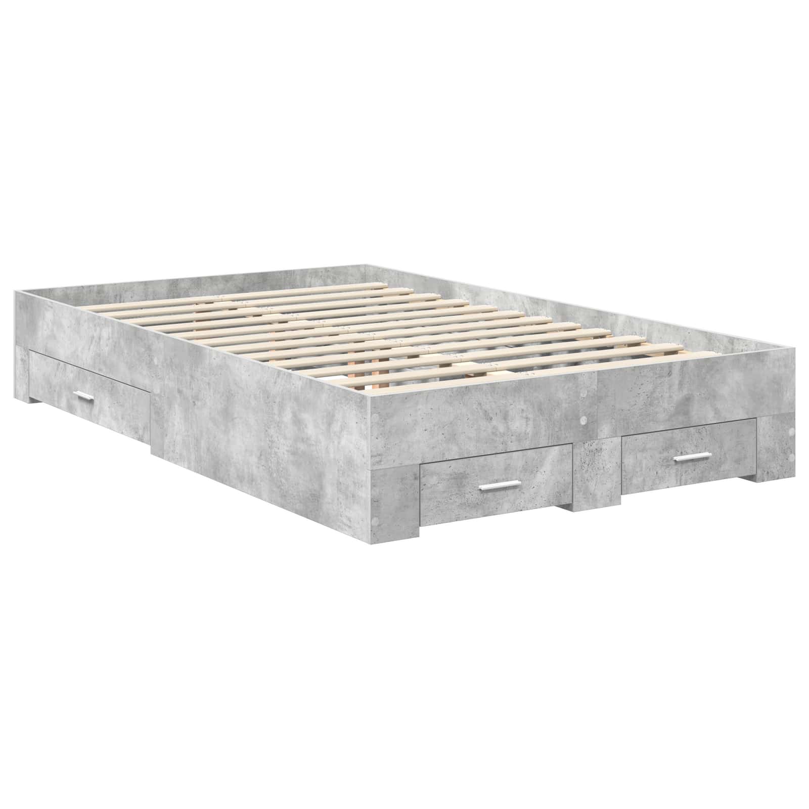 Bettrahmen mit Kopfteil Beton Grau 135 x 190 cm Holzwerkstoff