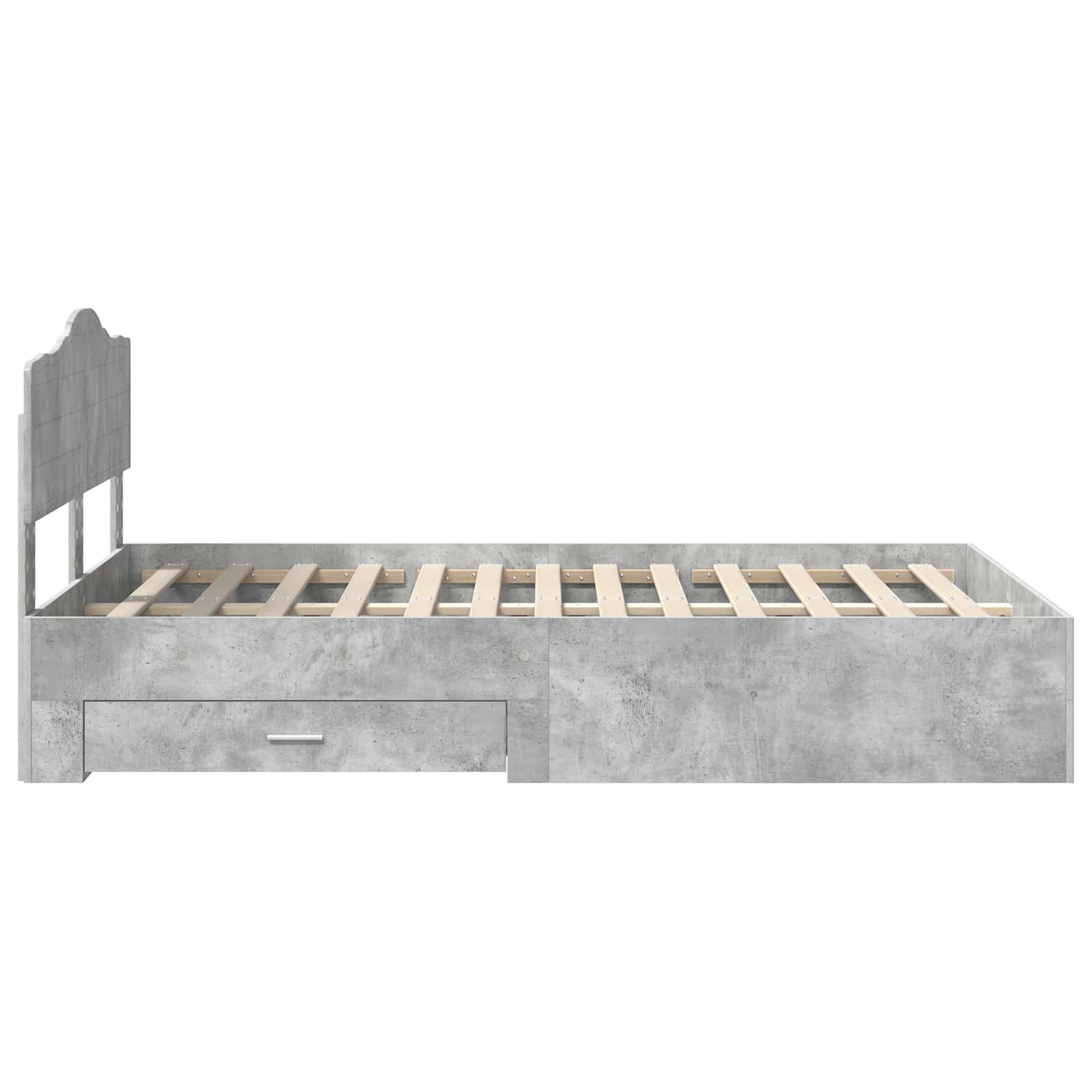 Bettrahmen mit Kopfteil Beton Grau 135 x 190 cm Holzwerkstoff