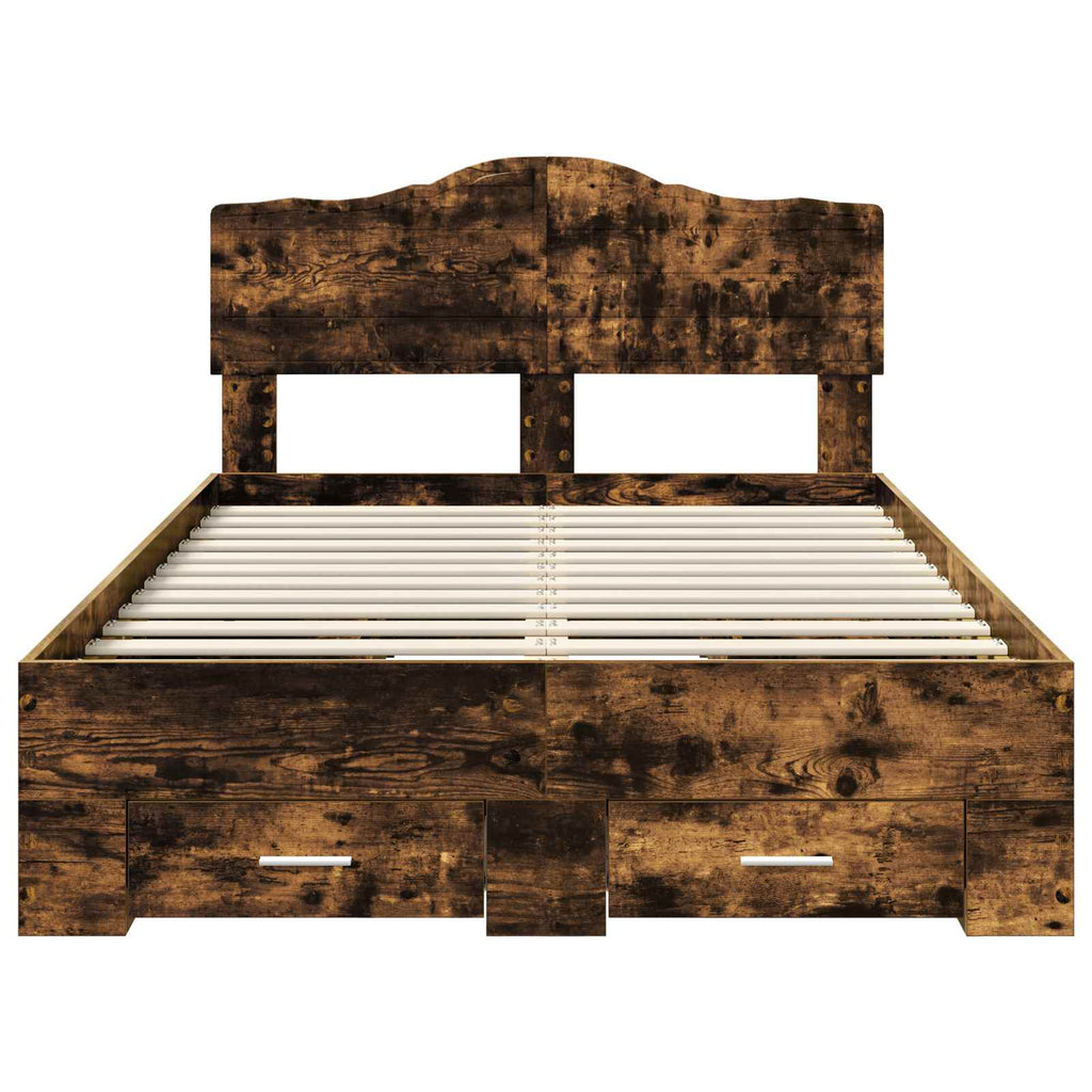 Bettrahmen Geräucherte Eiche 135 x 190 cm Holzwerkstoff