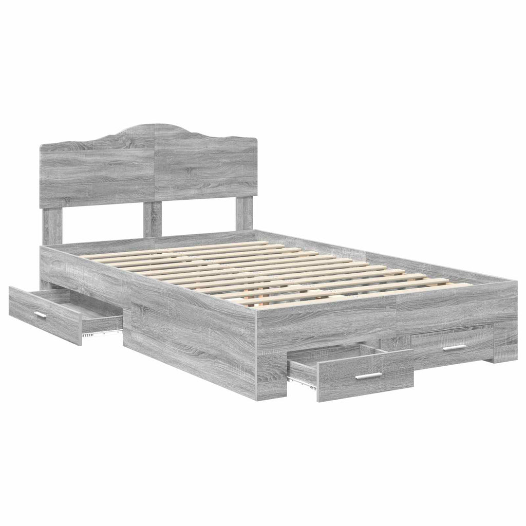 Bettrahmen Graues Sonoma 135 x 190 cm Holzwerkstoff