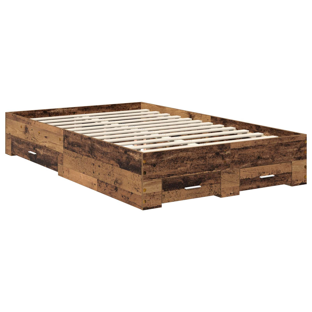 Bettrahmen mit Kopfteil Altholz 135 x 190 cm Holzwerkstoff