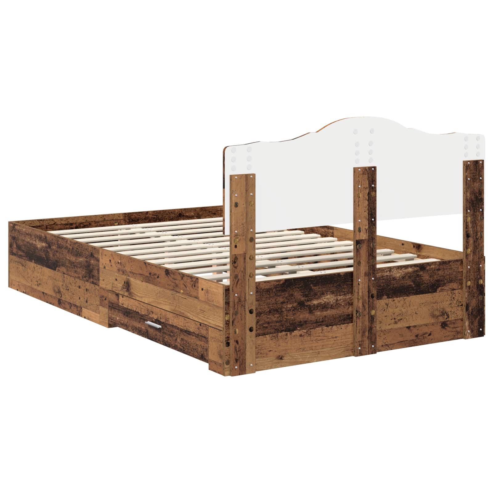 Bettrahmen mit Kopfteil Altholz 135 x 190 cm Holzwerkstoff