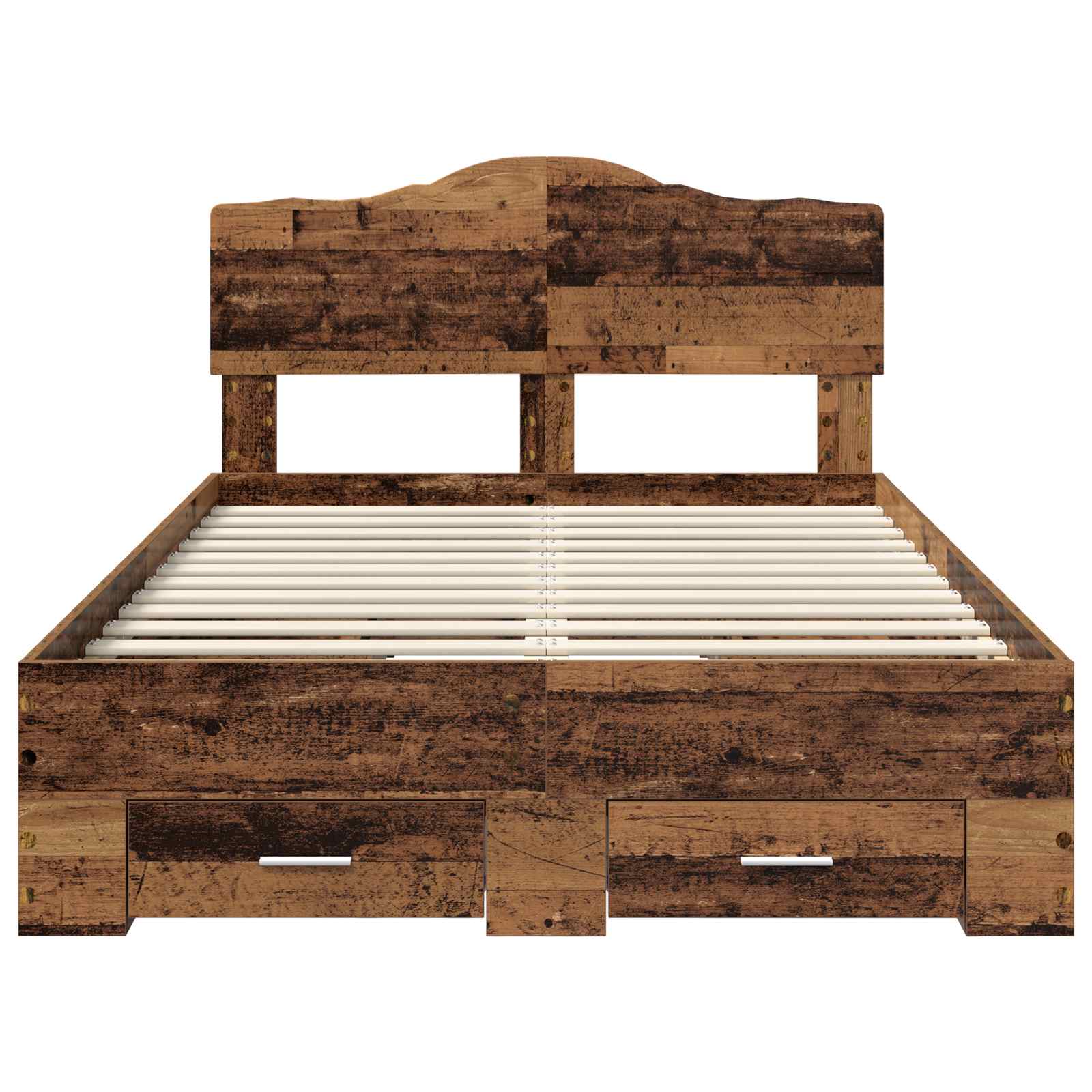 Bettrahmen mit Kopfteil Altholz 135 x 190 cm Holzwerkstoff