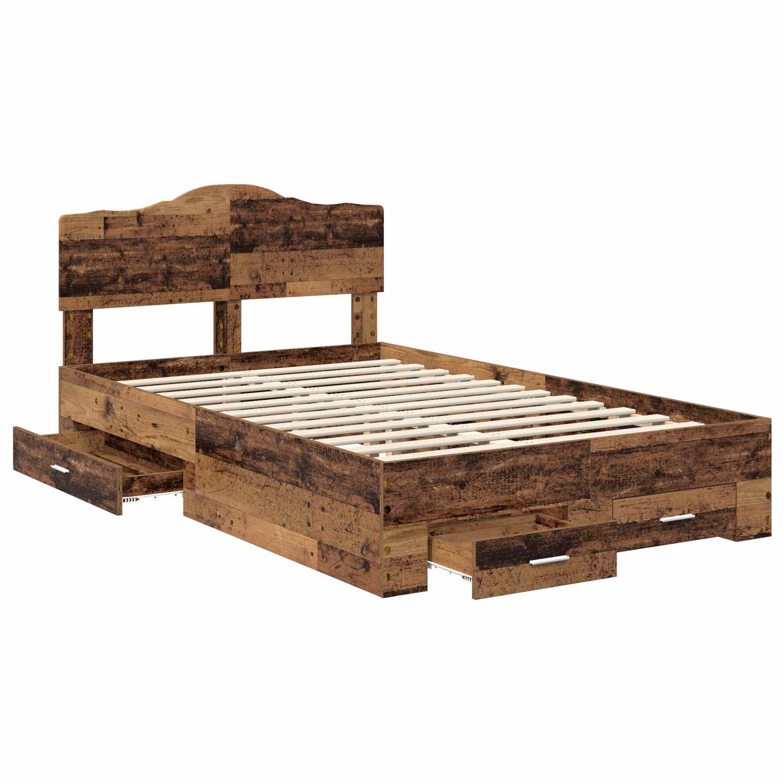 Bettrahmen mit Kopfteil Altholz 120 x 190 cm Holzwerkstoff