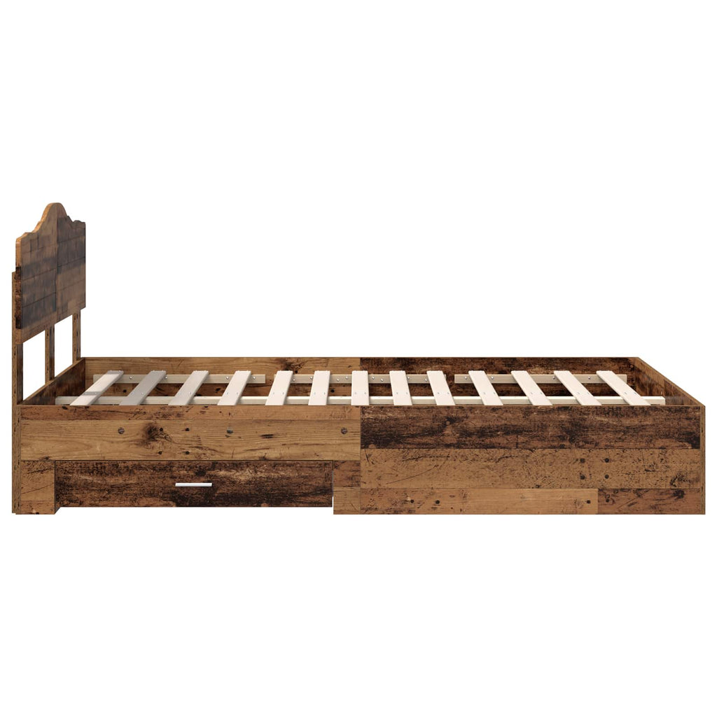 Bettrahmen mit Kopfteil Altholz 120 x 190 cm Holzwerkstoff