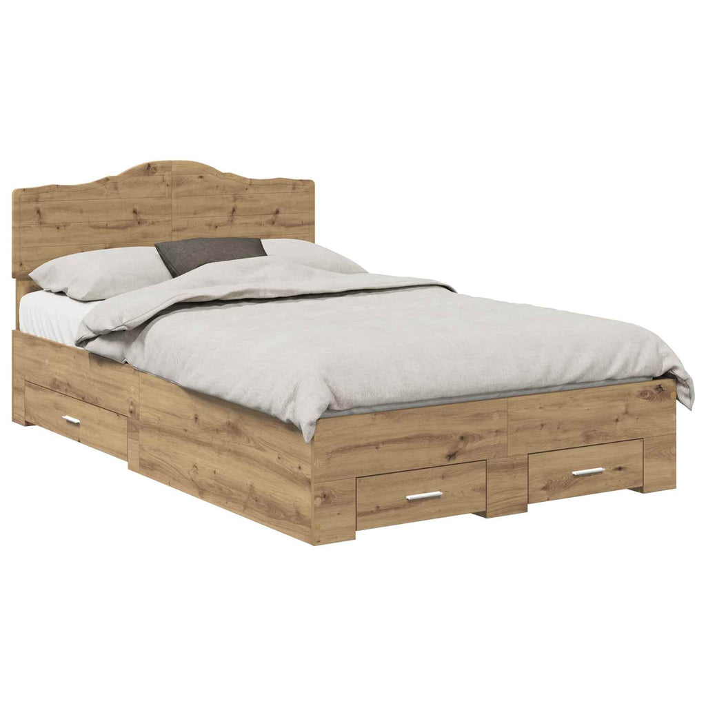 Bettrahmen Artisan-Eiche 120 x 190 cm Holzwerkstoff