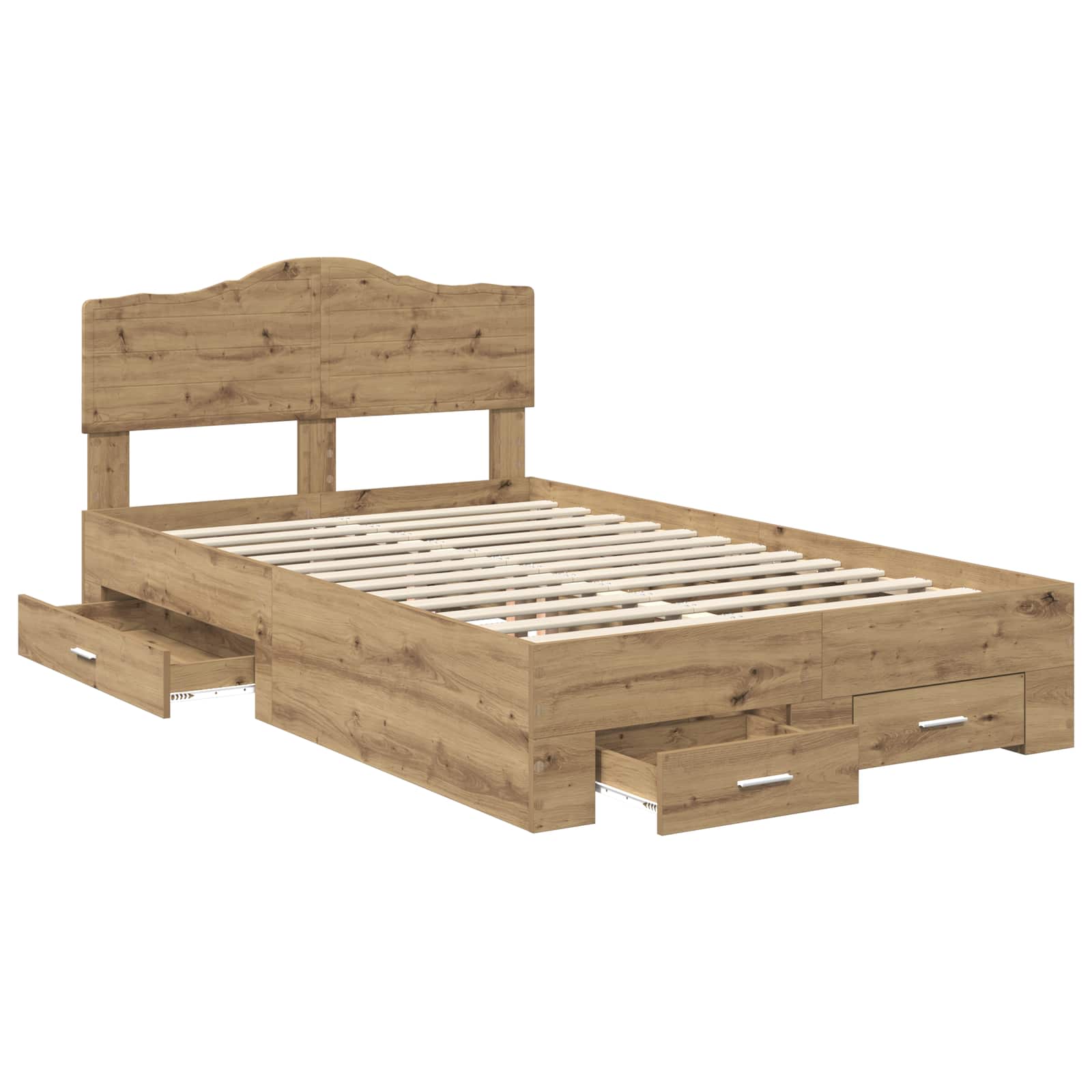 Bettrahmen Artisan-Eiche 120 x 190 cm Holzwerkstoff