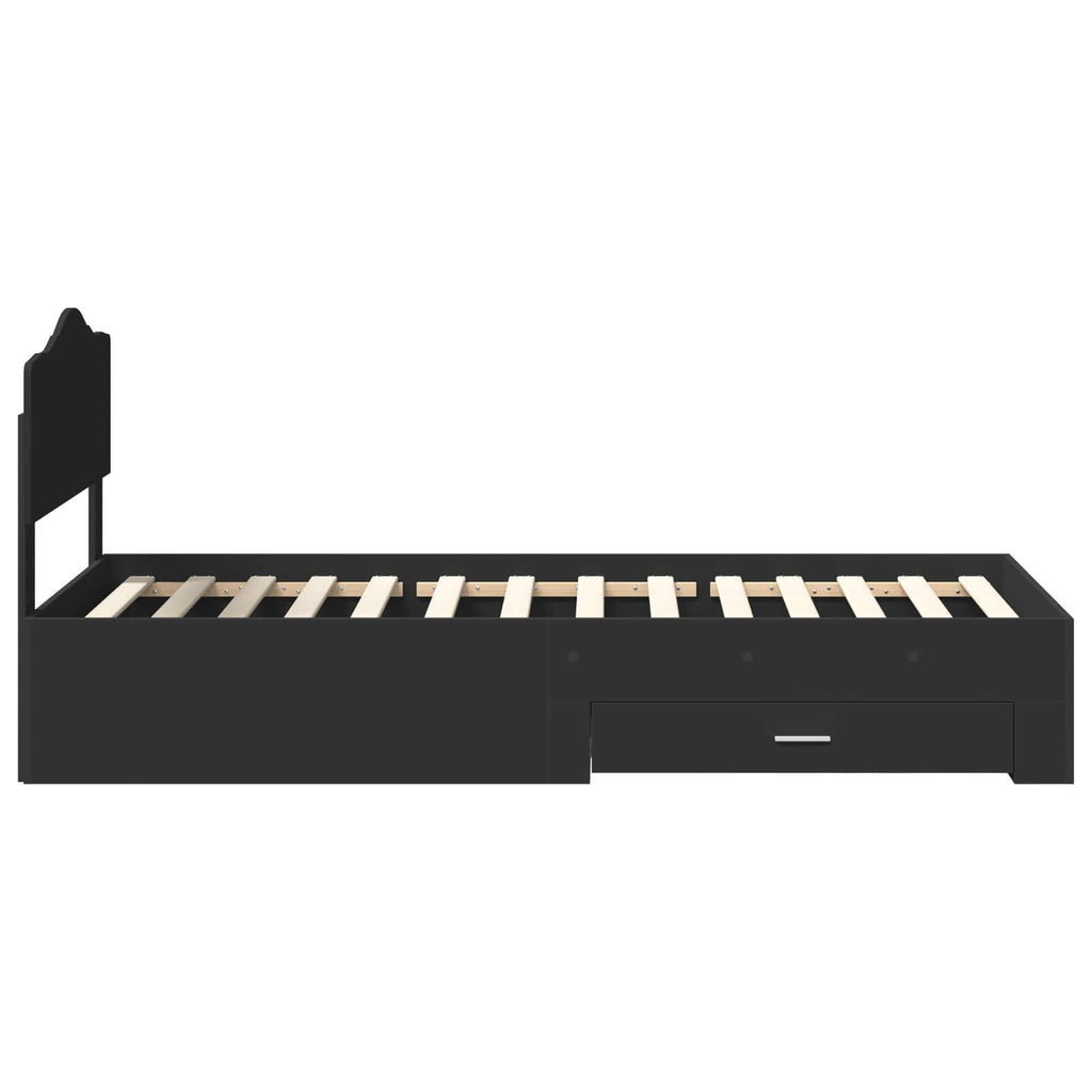 Bettrahmen mit Kopfteil Schwarz 100 x 200 cm Holzwerkstoff
