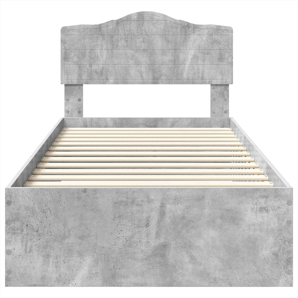 Bettrahmen mit Kopfteil Beton Grau 100 x 200 cm Holzwerkstoff