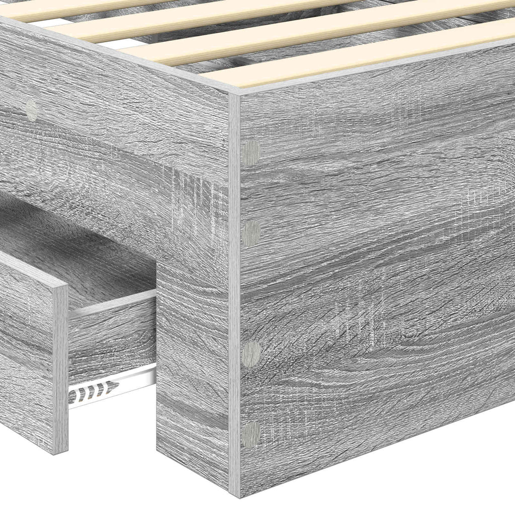 Bettrahmen Graues Sonoma 100 x 200 cm Holzwerkstoff