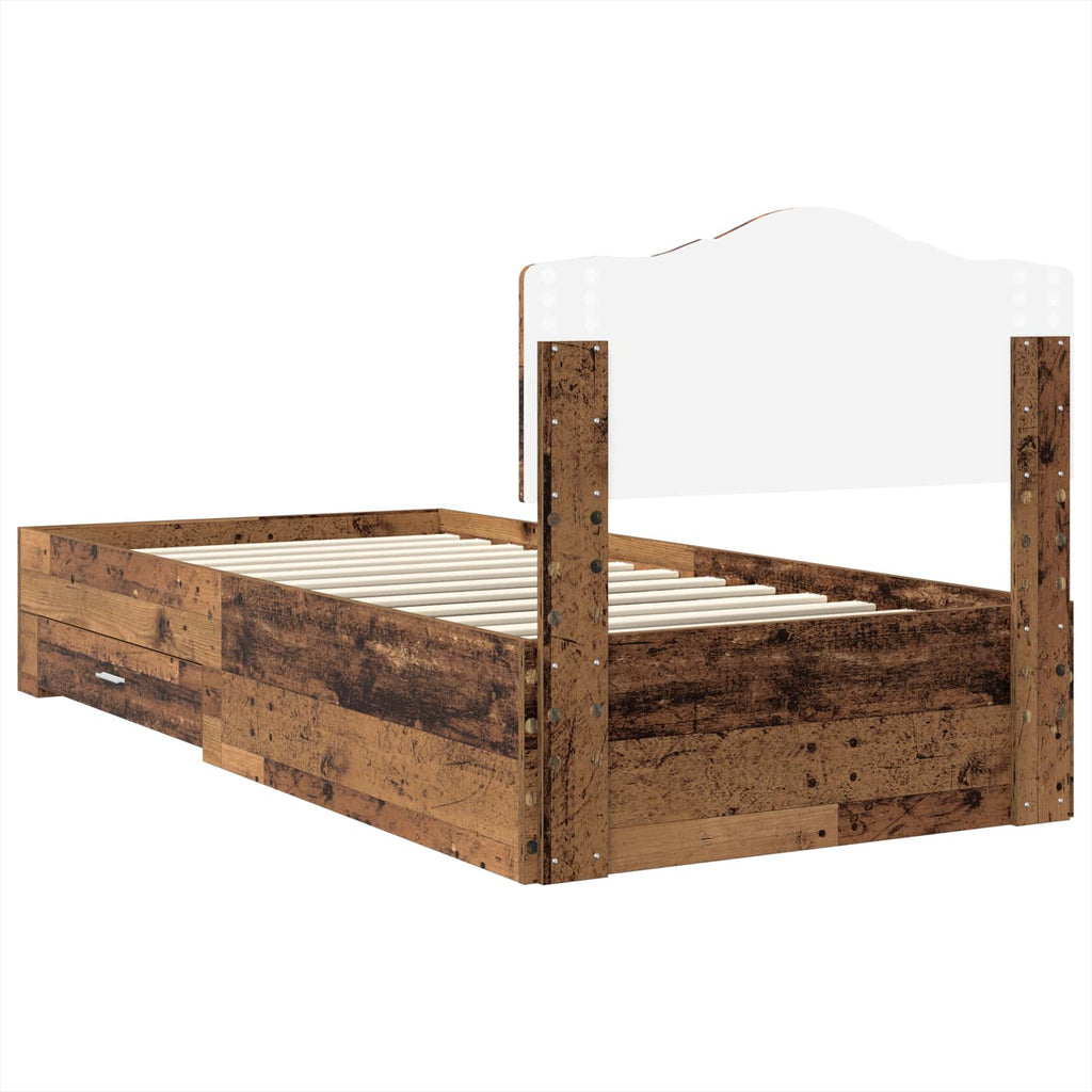 Bettrahmen mit Kopfteil Altholz 100 x 200 cm Holzwerkstoff