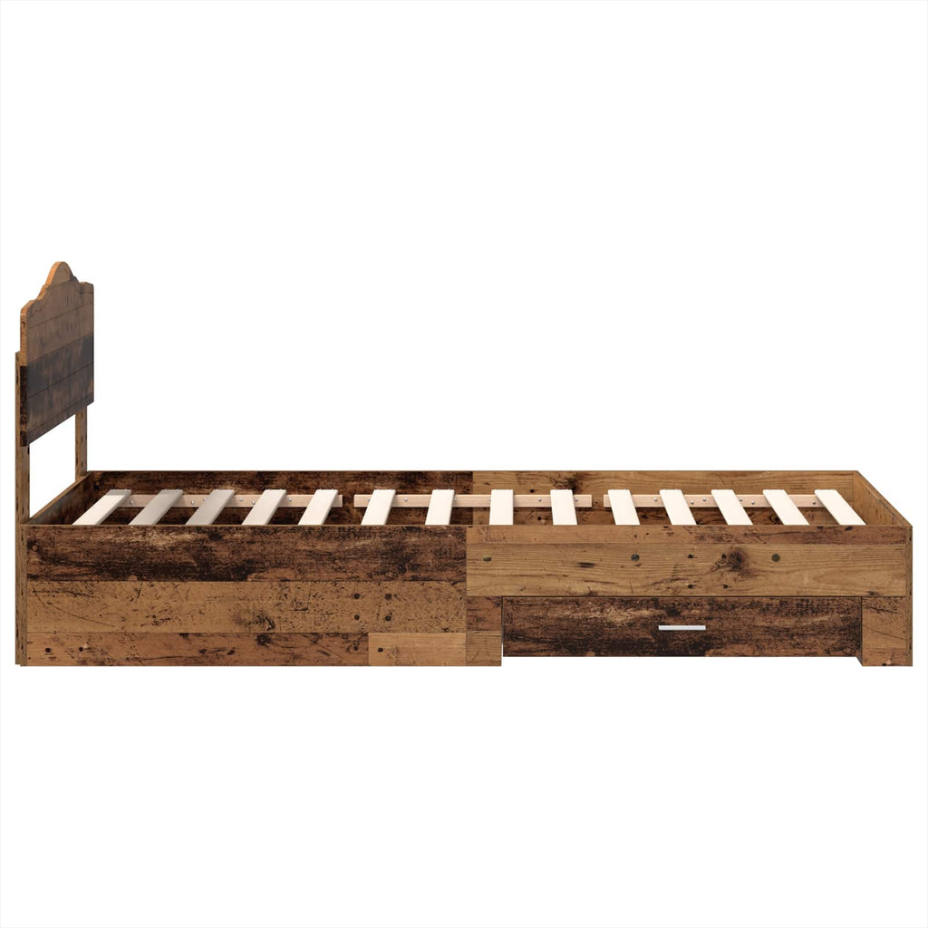 Bettrahmen mit Kopfteil Altholz 100 x 200 cm Holzwerkstoff