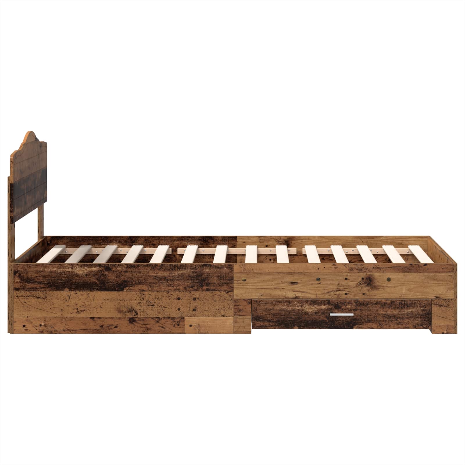 Bettrahmen mit Kopfteil Altholz 100 x 200 cm Holzwerkstoff