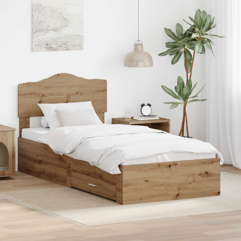 Bettrahmen Artisan-Eiche 100 x 200 cm Holzwerkstoff