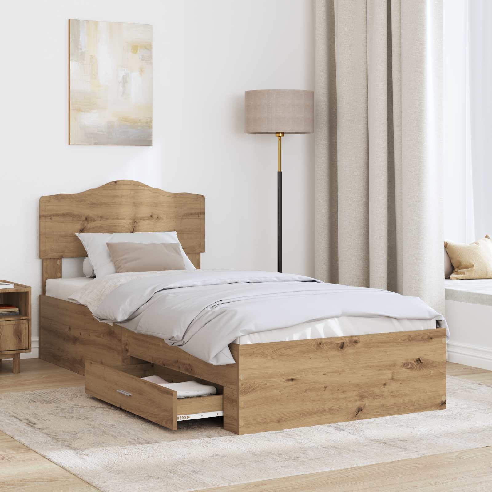 Bettrahmen Artisan-Eiche 100 x 200 cm Holzwerkstoff