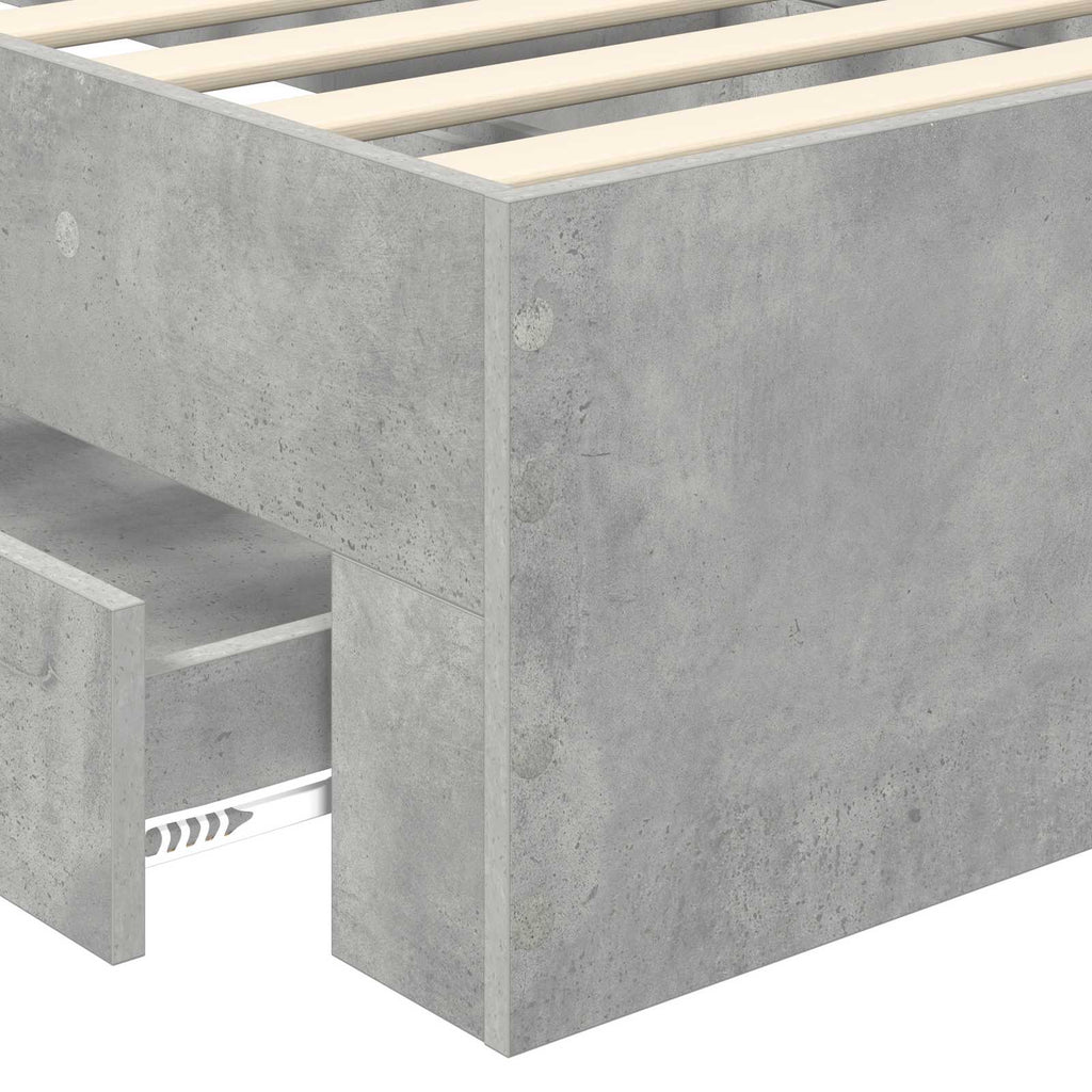 Bettrahmen mit Kopfteil Beton Grau 90 x 200 cm Holzwerkstoff