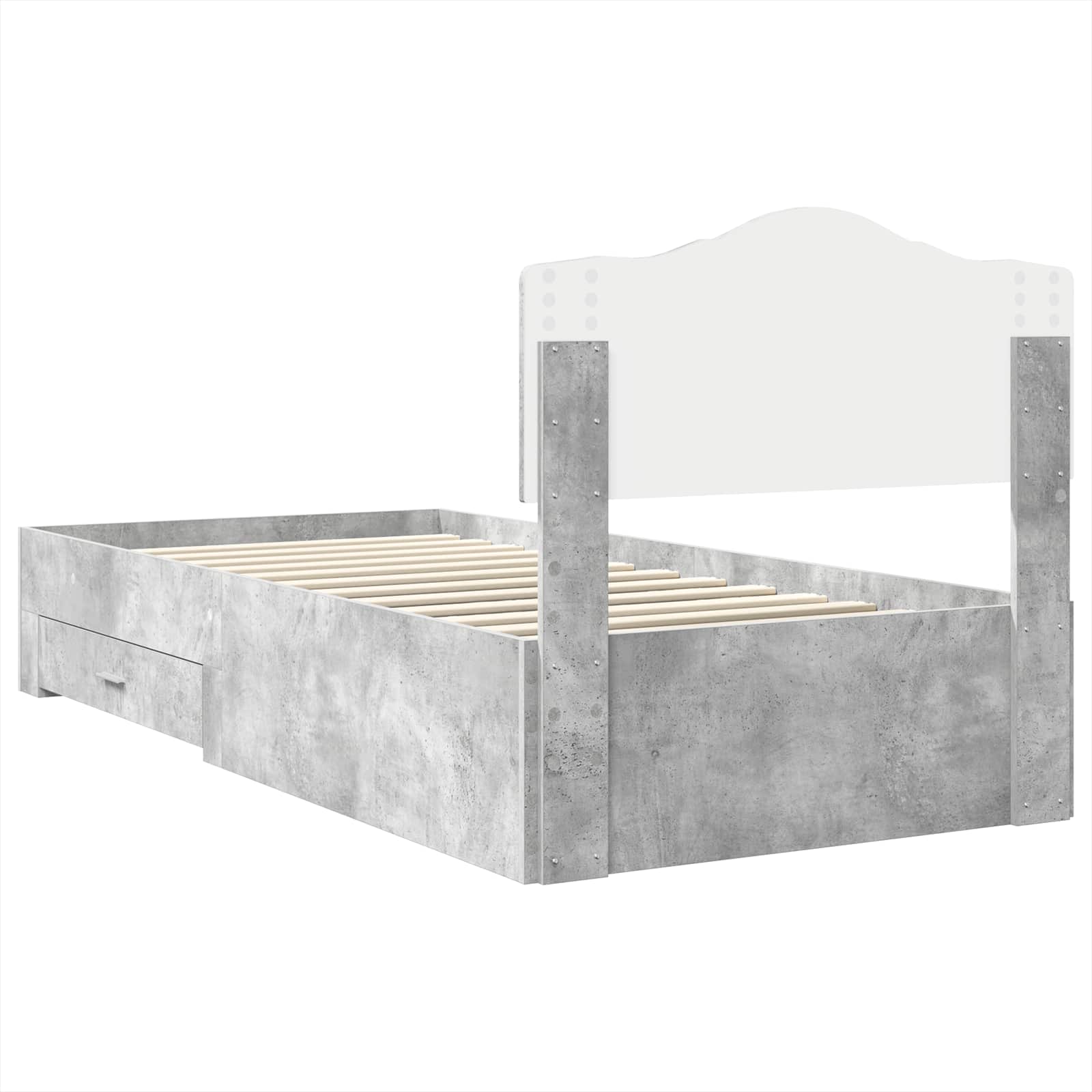 Bettrahmen mit Kopfteil Beton Grau 70 x 190 cm Holzwerkstoff