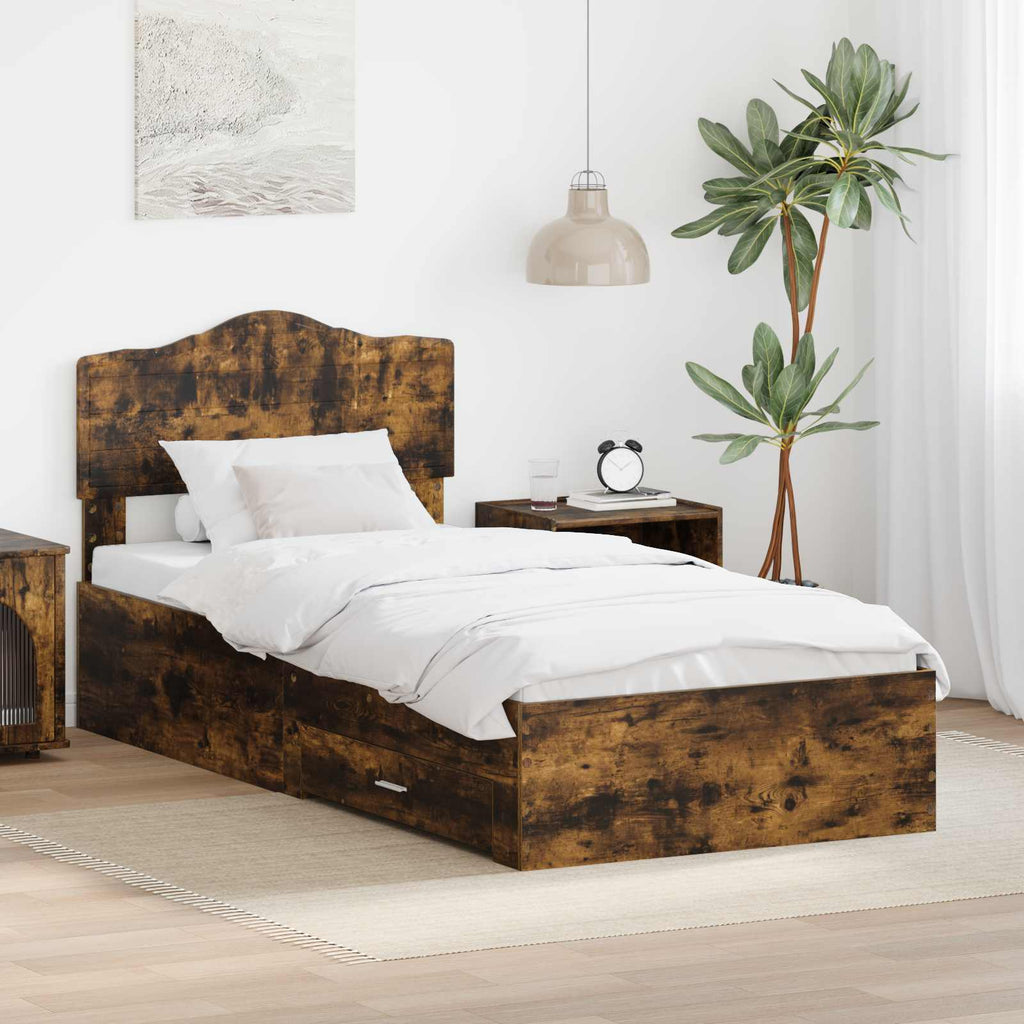 Bettrahmen Geräucherte Eiche 70 x 190 cm Holzwerkstoff