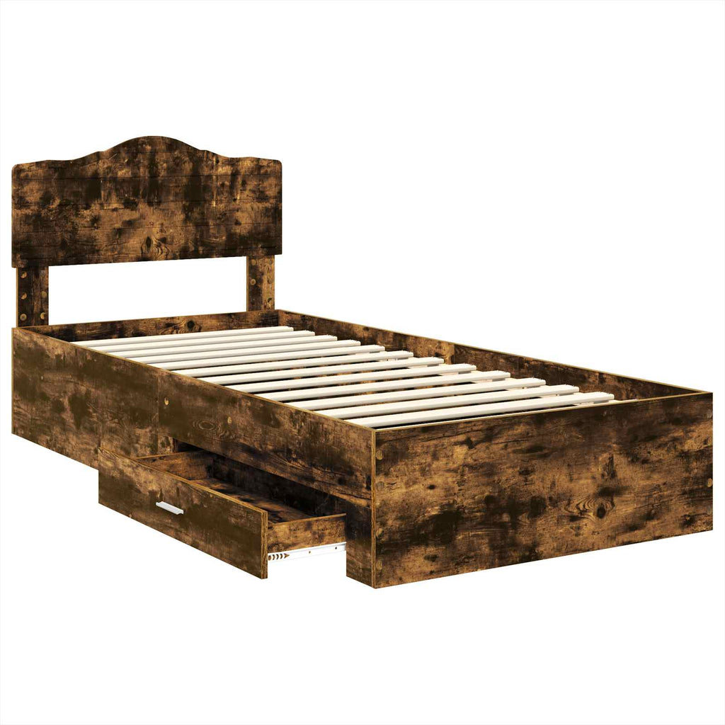 Bettrahmen Geräucherte Eiche 70 x 190 cm Holzwerkstoff