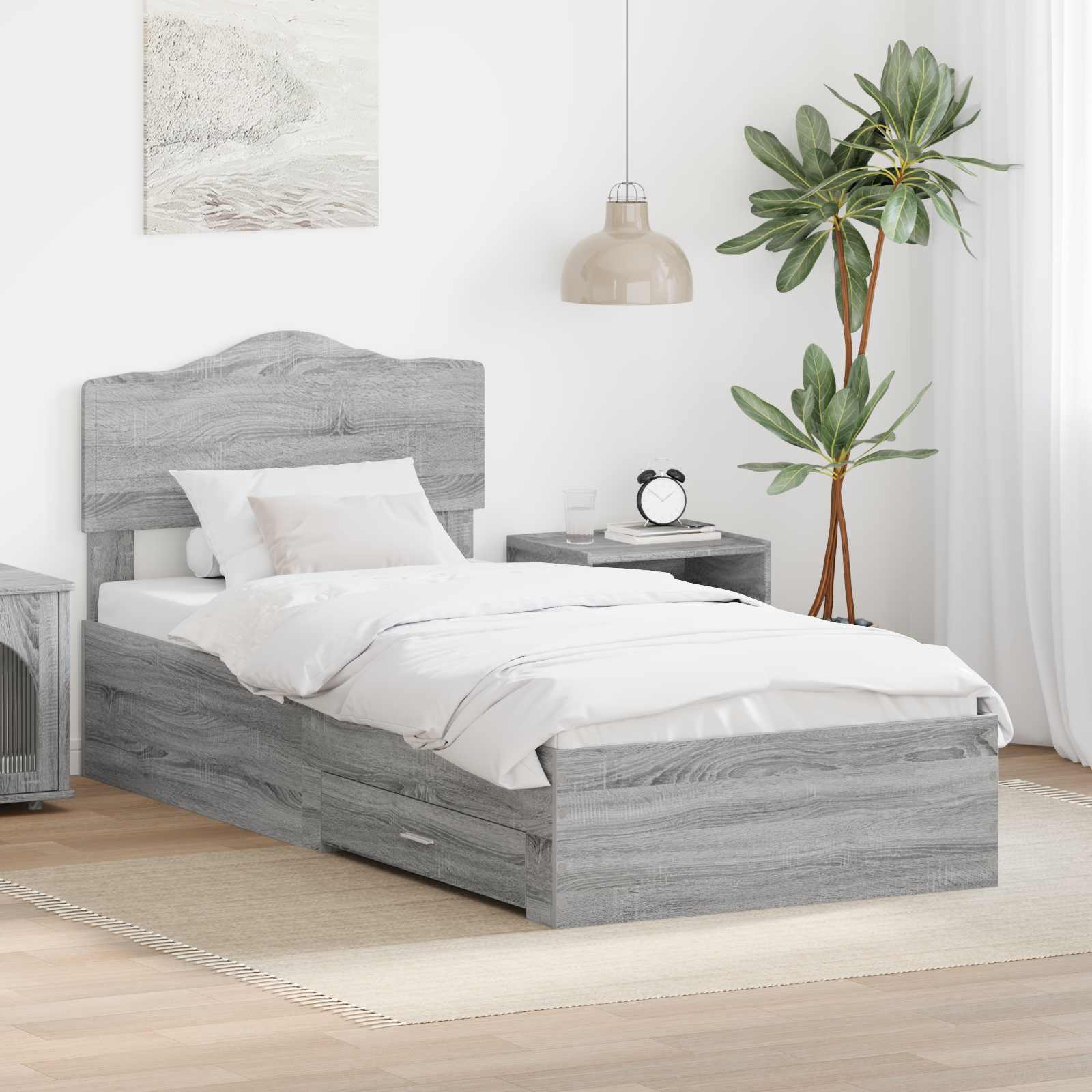 Bettrahmen mit Kopfteil Graues Sonoma 70 x 190 cm Holzwerkstoff