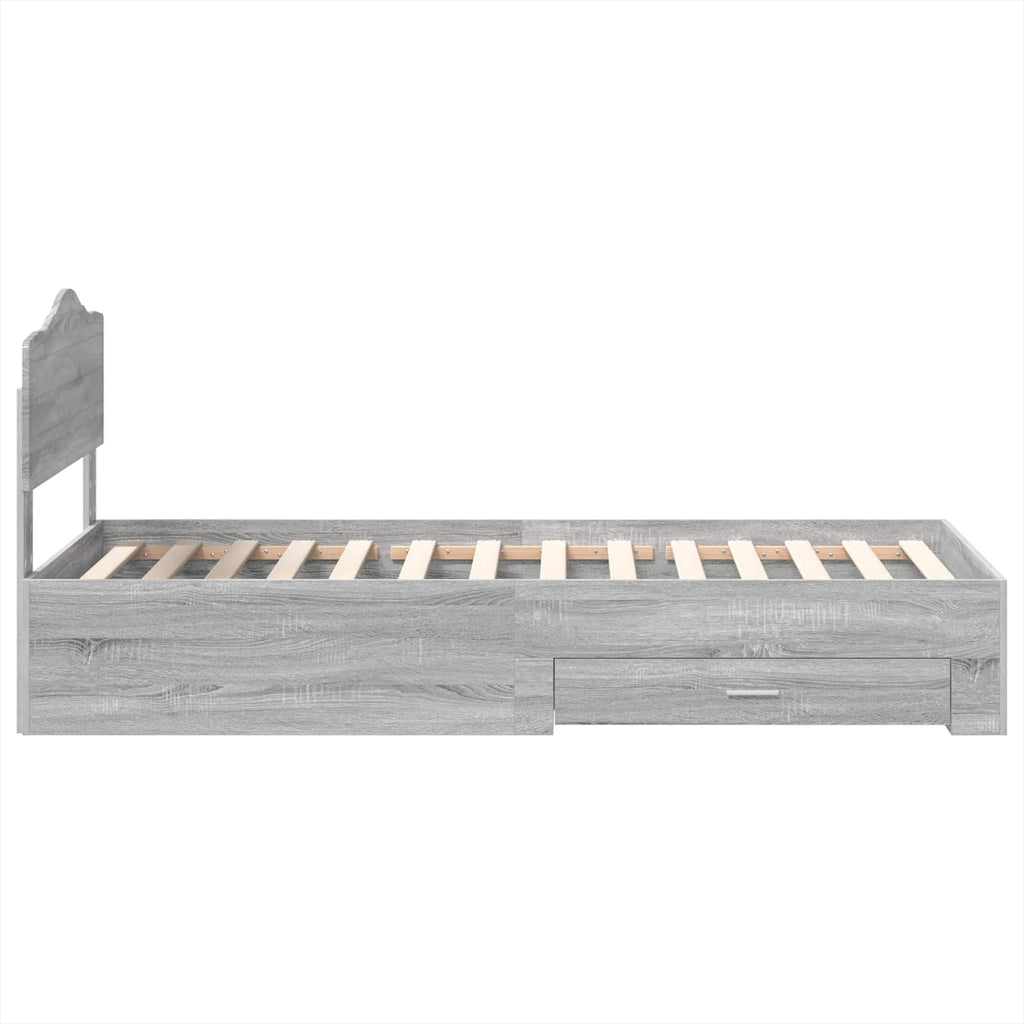 Bettrahmen mit Kopfteil Graues Sonoma 70 x 190 cm Holzwerkstoff