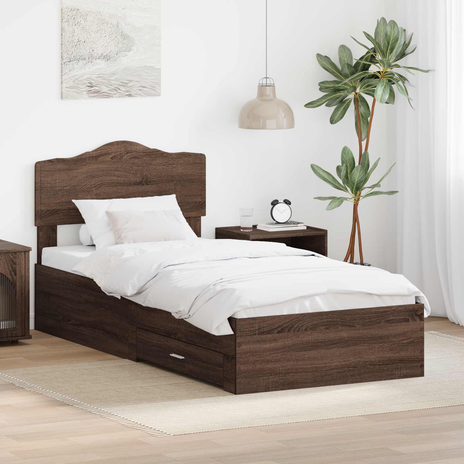 Bettrahmen Braun Eichen-Optik 70 x 190 cm Holzwerkstoff