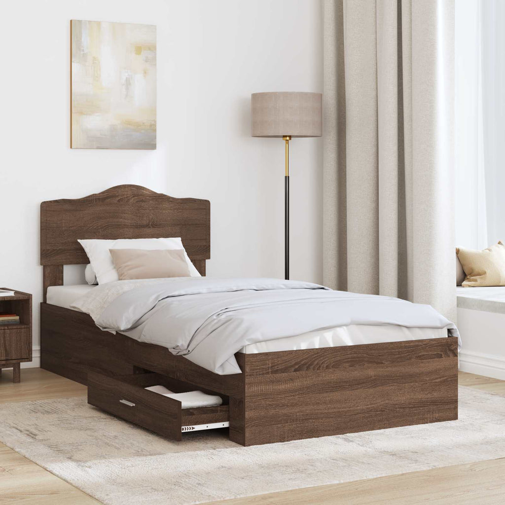 Bettrahmen Braun Eichen-Optik 70 x 190 cm Holzwerkstoff