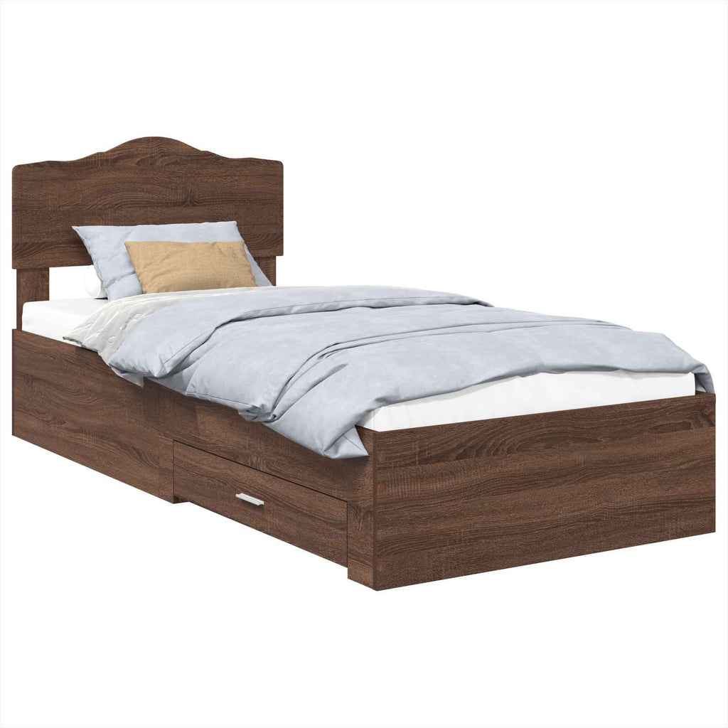 Bettrahmen Braun Eichen-Optik 70 x 190 cm Holzwerkstoff