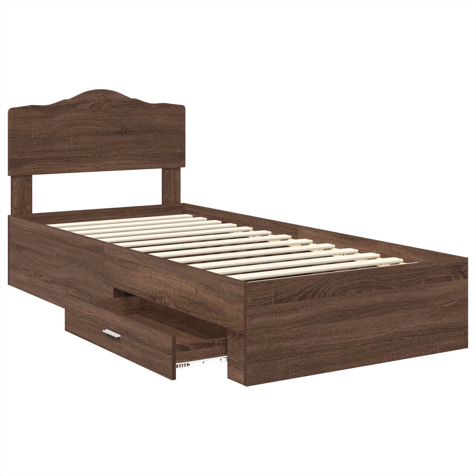Bettrahmen Braun Eichen-Optik 70 x 190 cm Holzwerkstoff