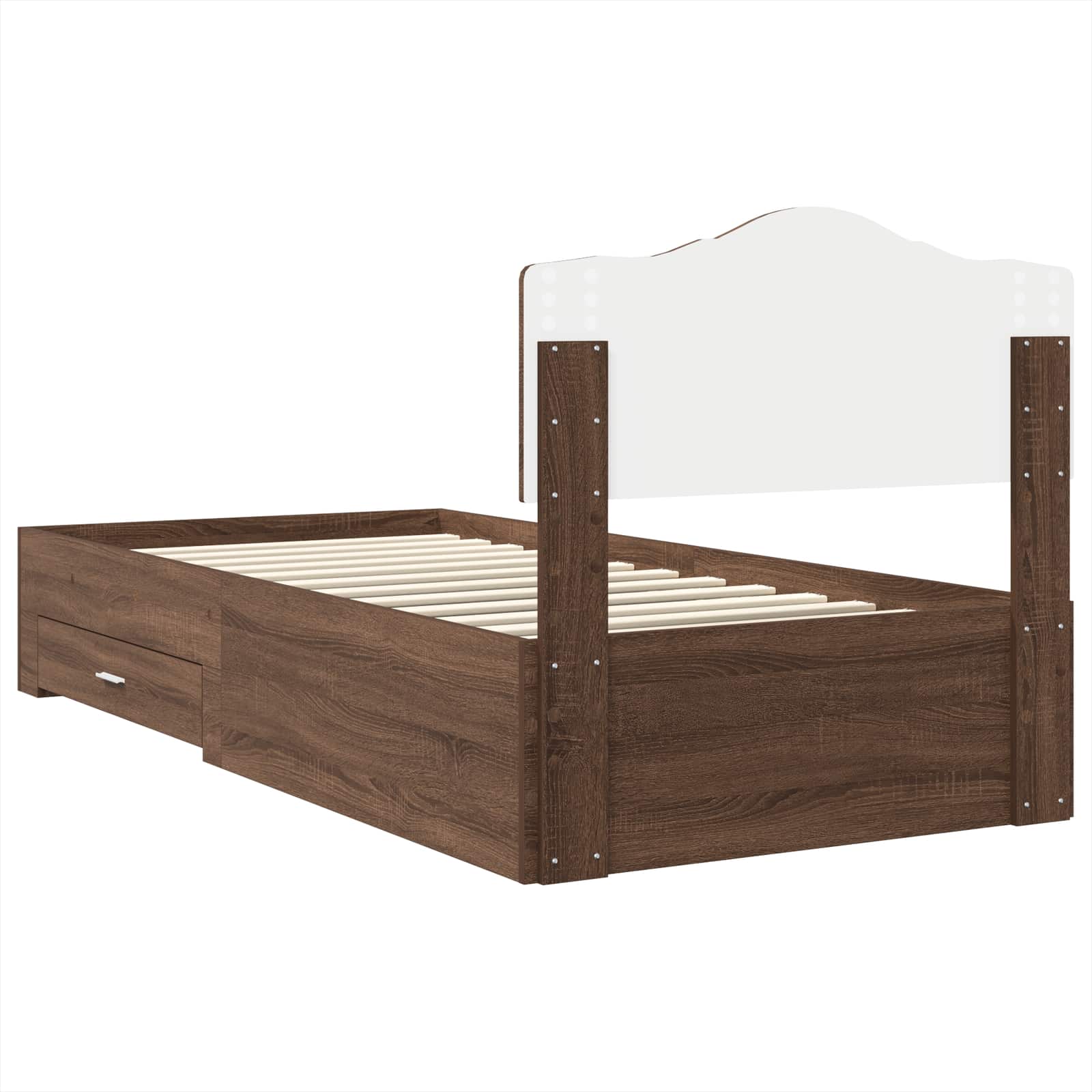 Bettrahmen Braun Eichen-Optik 70 x 190 cm Holzwerkstoff