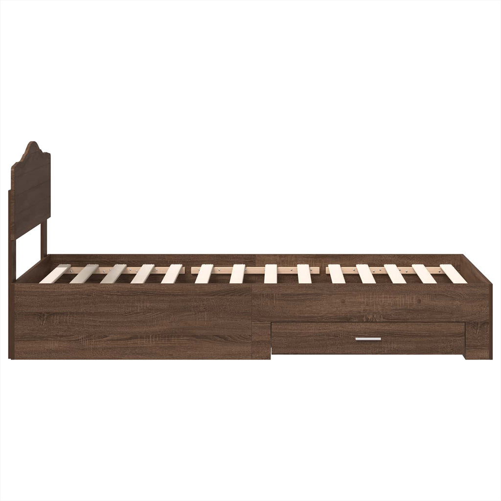 Bettrahmen Braun Eichen-Optik 70 x 190 cm Holzwerkstoff