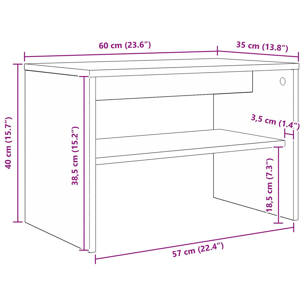 TV-Schränk Artisan-Eiche 60 x 35 x 40 cm Holzwerkstoff