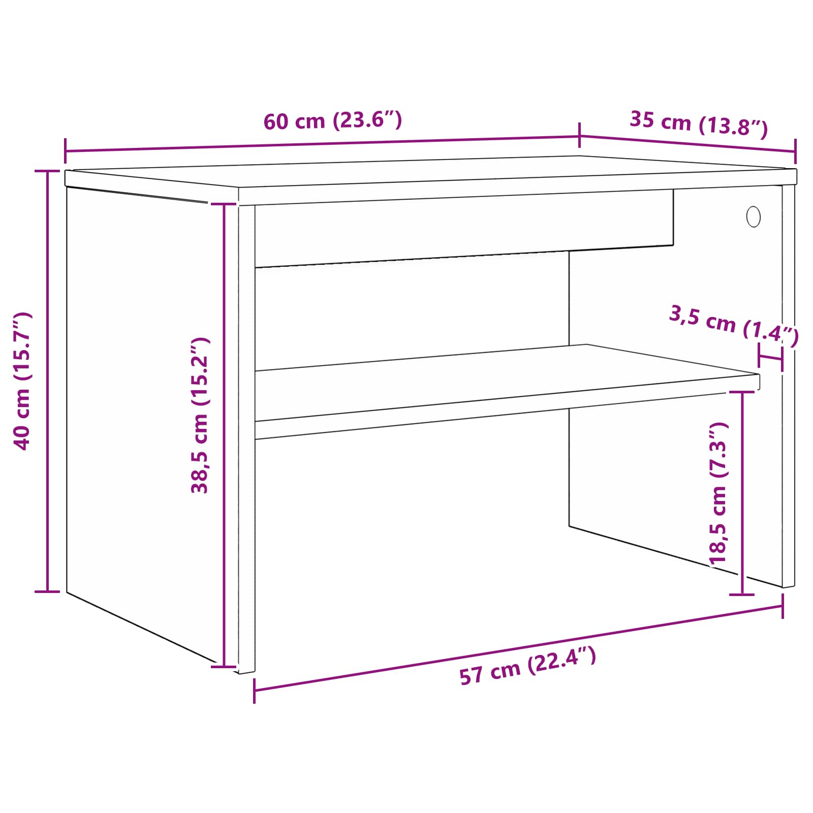 TV-Schränk Artisan-Eiche 60 x 35 x 40 cm Holzwerkstoff