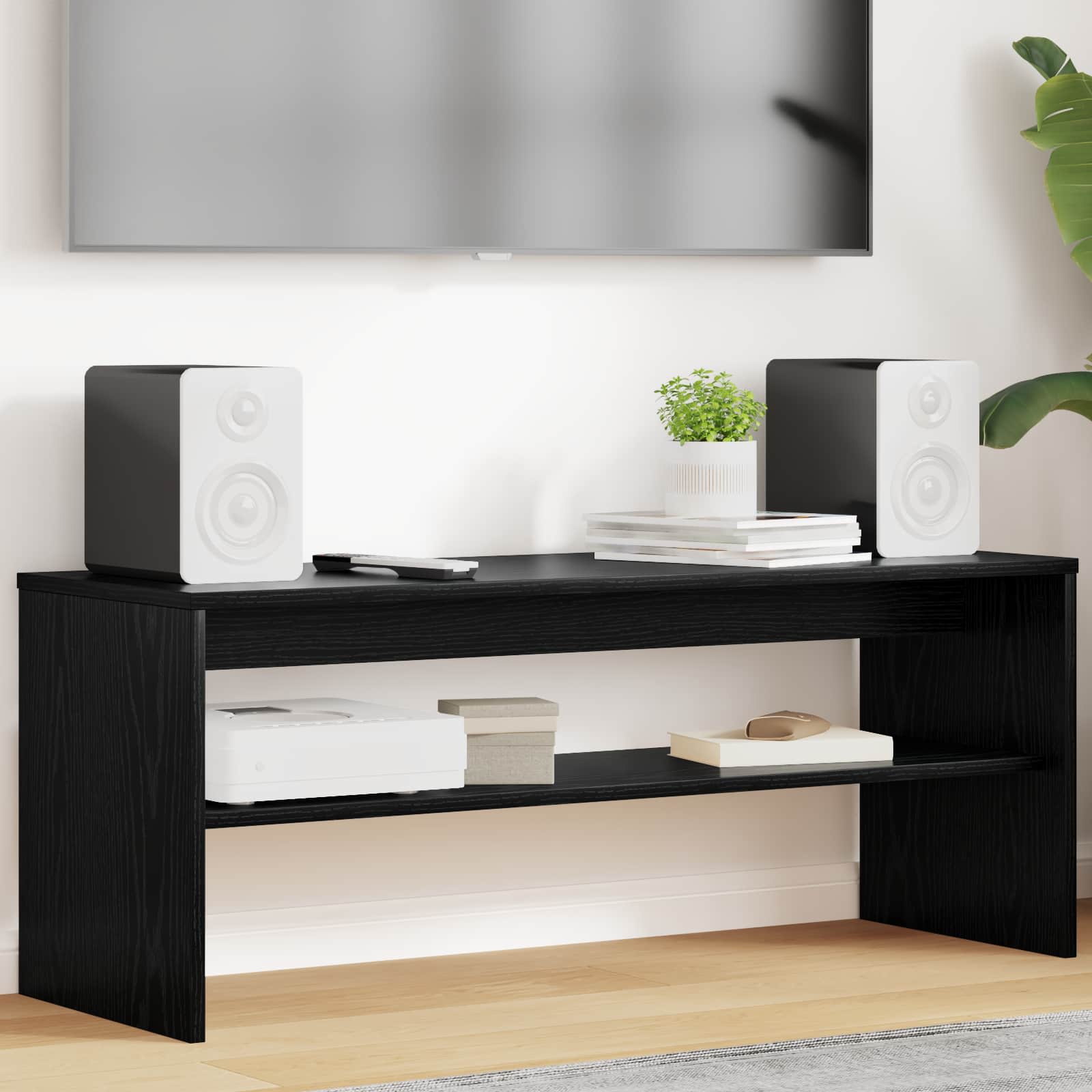 TV-Schränk Schwarz Eichen-Optik 100 x 35 x 40 cm Holzwerkstoff