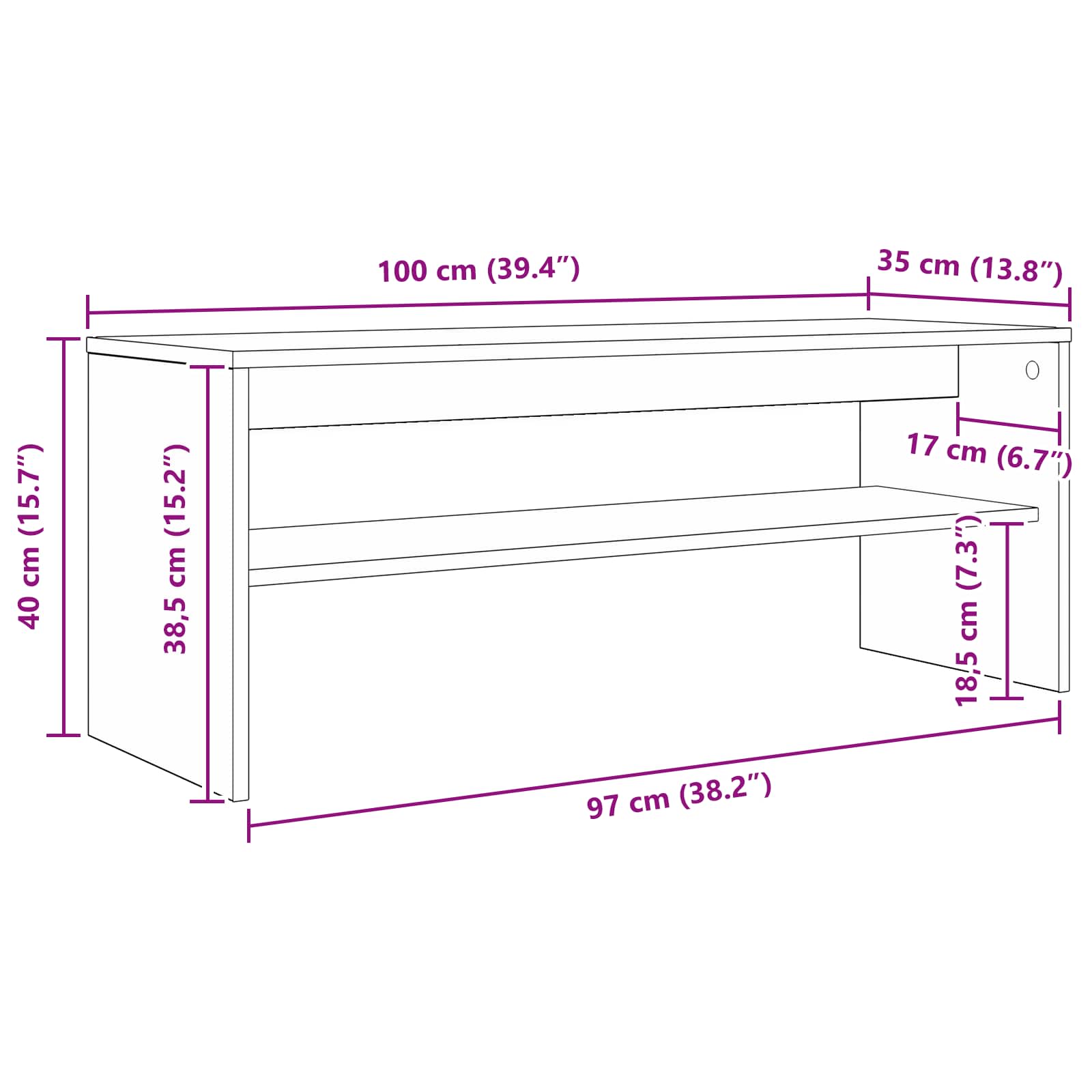 TV-Schränk Sonoma-Eiche 100 x 35 x 40 cm Holzwerkstoff