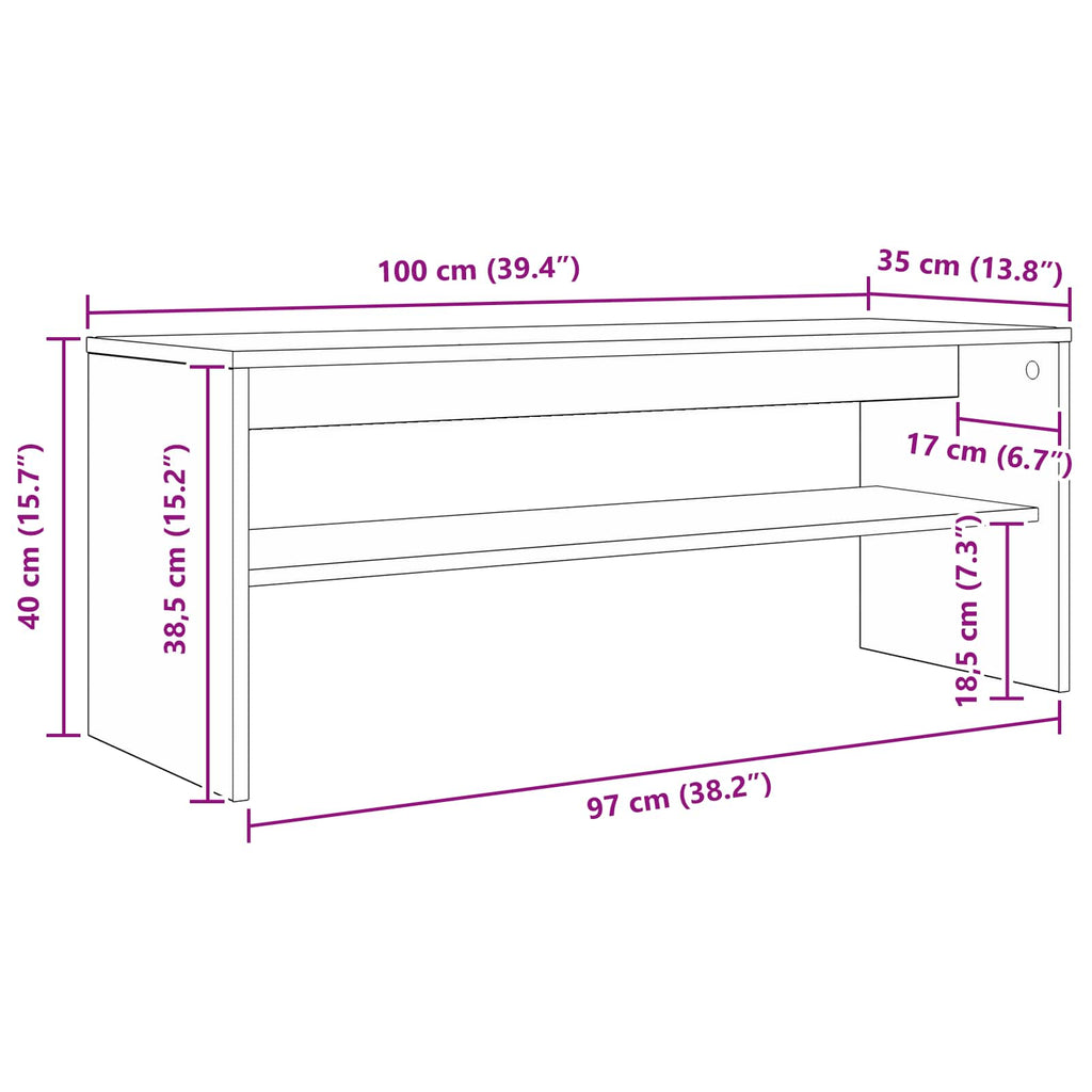 TV-Schränk Geräucherte Eiche 100 x 35 x 40 cm Holzwerkstoff